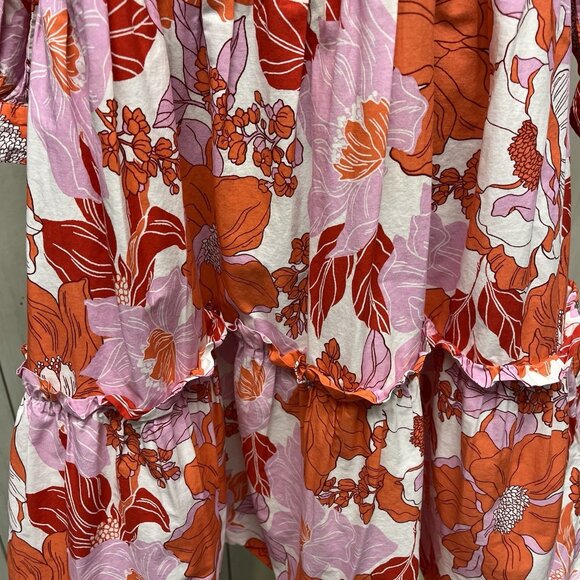 C&A Floral Womens Knee Length Dress Sz 10 Tiered Cottage Garden Church‎ Cotton - Picture 3 of 7